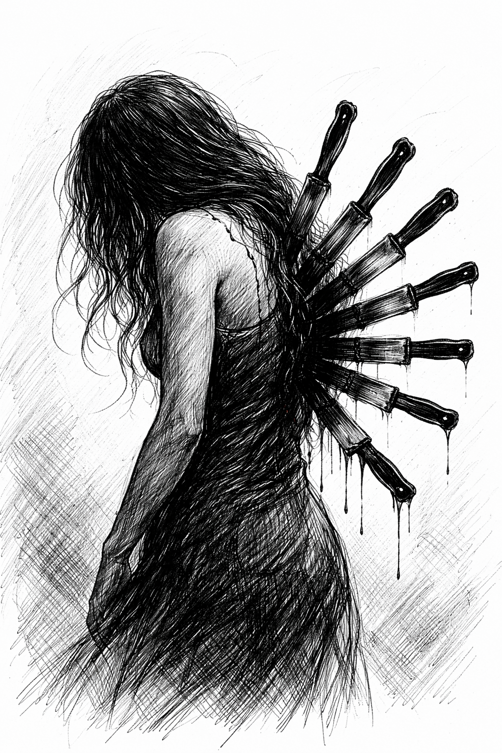 Figure in box with reaching claws from outside